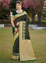 Satin Silk Dark Green Party Wear Weaving Saree